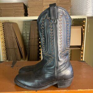 HY-TEST Vintage Men's 9.5 EE Black Tufgum Oil Resistant Steel Toe Western Boots